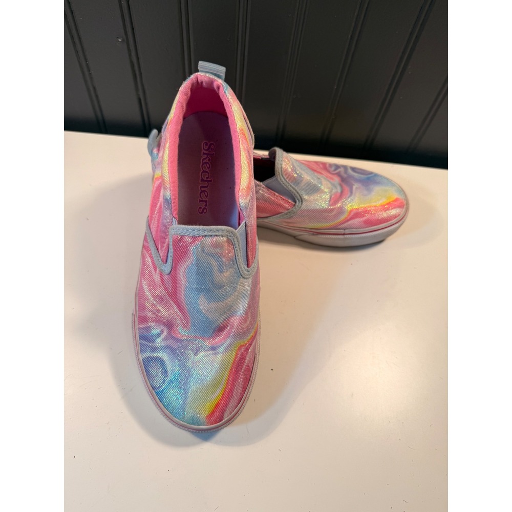 Skechers Girls 4 Iridescent Marble Swirl Slip On Sneakers Pink Blue 302846L